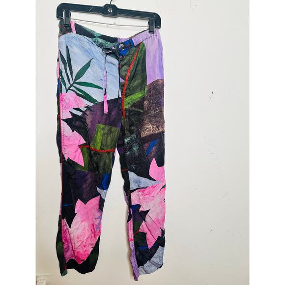 UNTITLED IN MOTION Purple Floral Intuition Tie Closure Trouser Pants size Small - Picture 2 of 16